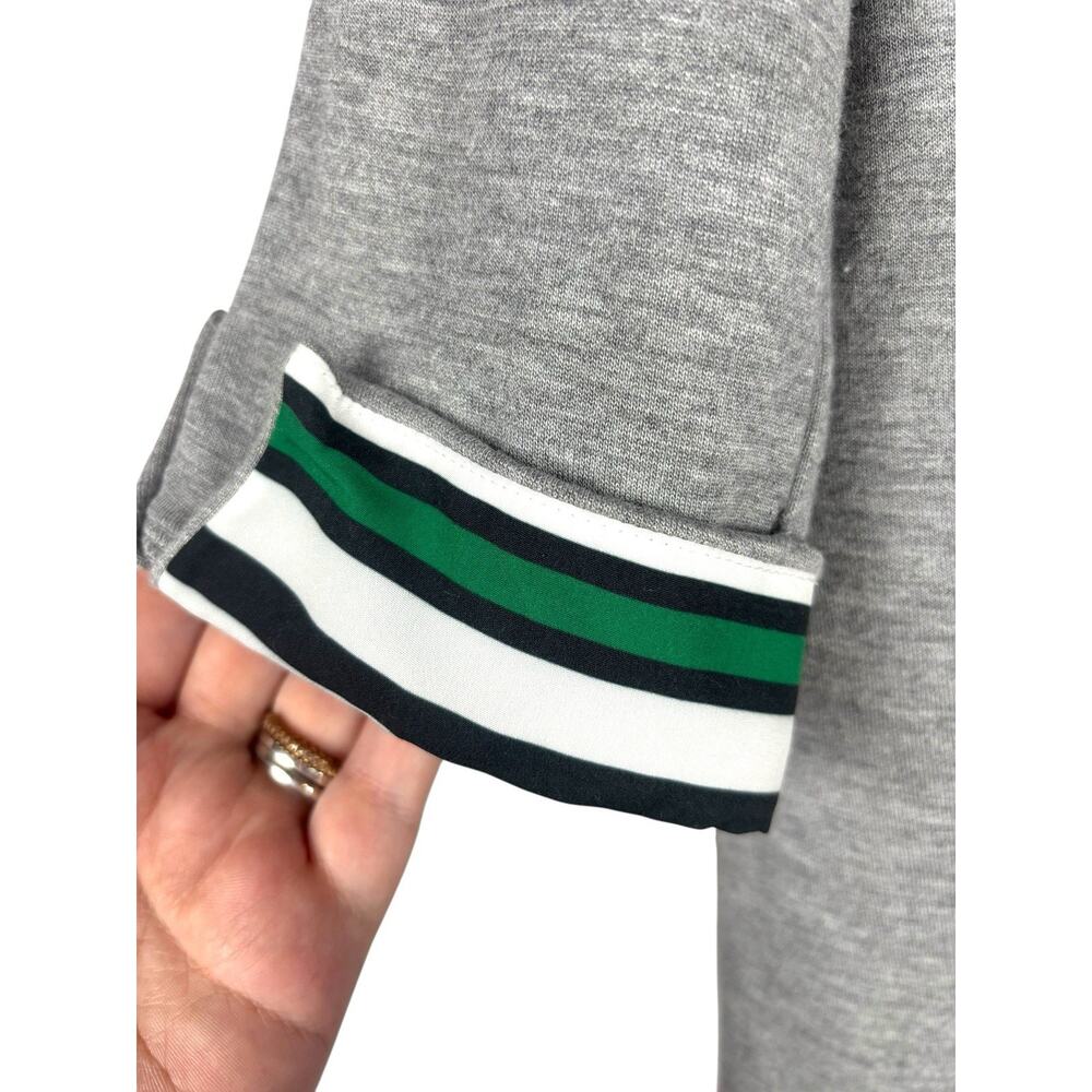 Brax Striped Grey Green Blue Ruffle Cuffed Crew Top 36 Cotton‎ - Picture 7 of 11